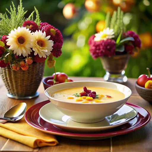 ซุปข้าวโพดปั่นผสมเชอร์รี่ดอกเก๊กฮวย